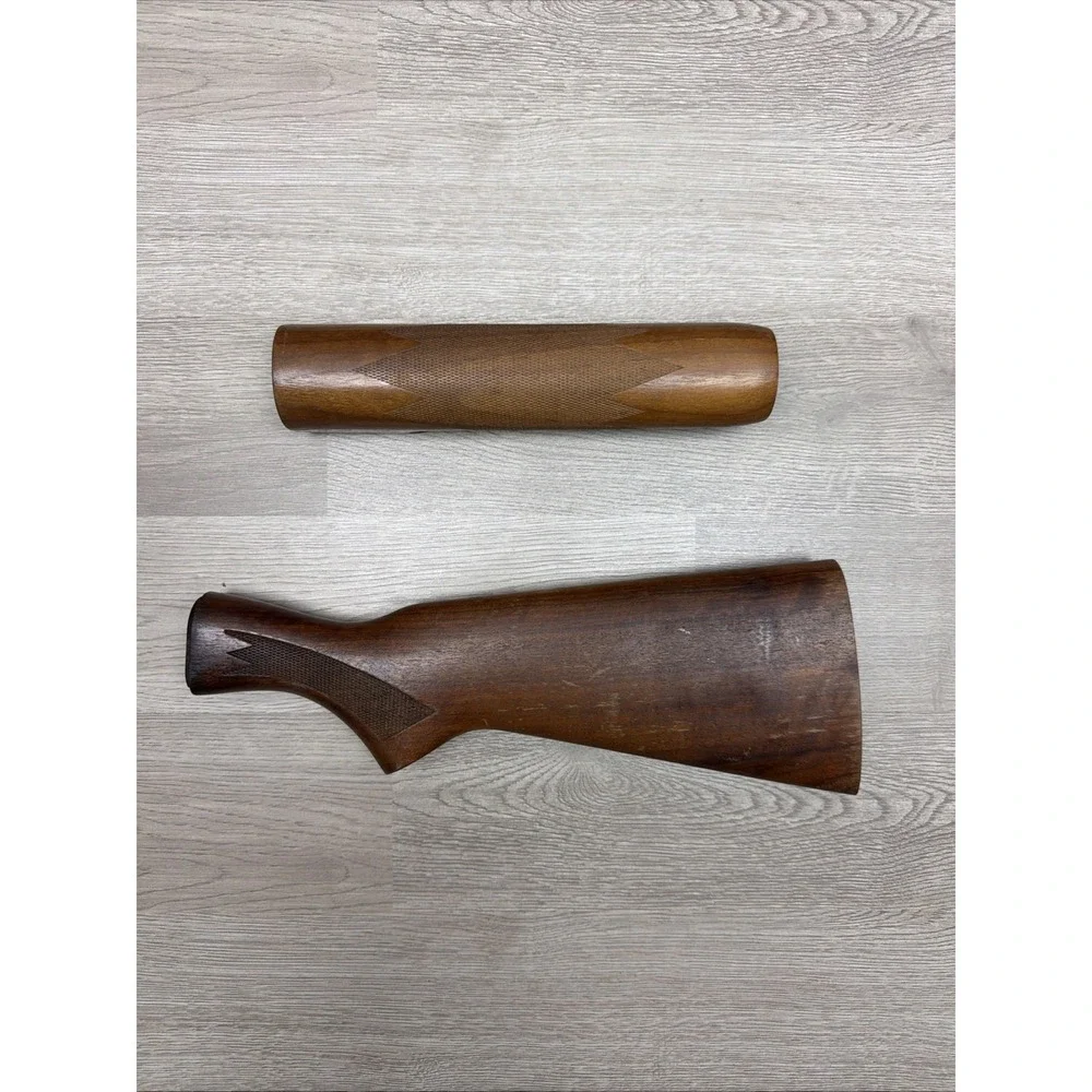 Remington 870 12 Gauge Shotgun Wood Stock & Forend Set Brown Checkered Nice